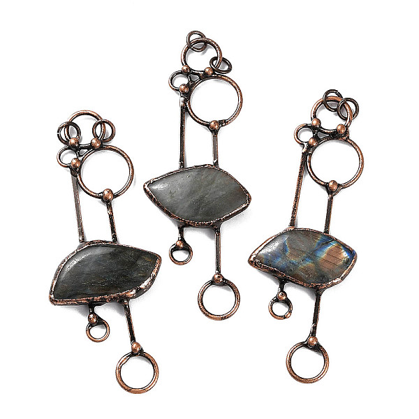 PandaHall Natural Labradorite Big Pendants, Red Copper Tone Brass Leaf Charms with Jump Rings, 112x40~44x8~9mm, Hole: 6mm Labradorite Leaf
PandaHall Natural Labradorite Big Pendants, Red Copper Tone Brass Leaf Charms with Jump Rings, 112x40~44x8~9mm, Hole: 6mm Labradorite Leaf