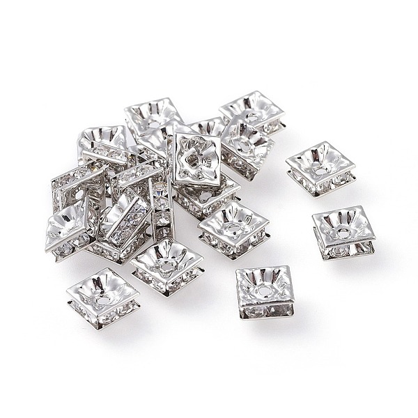 PandaHall Brass Rhinestone Spacer Beads, Grade A, Platinum Metal Color, Square, Crystal, 8x8x4mm, Hole: 1mm Brass+Rhinestone Square Clear
PandaHall Brass Rhinestone Spacer Beads, Grade A, Platinum Metal Color, Square, Crystal, 8x8x4mm, Hole: 1mm Brass+Rhinestone Square Clear