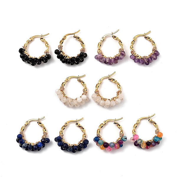 PandaHall 201 Stainless Steel Hoop Earrings, Hypoallergenic Earrings, with Gemstone Beads, Twisted Ring Shape, Golden, 30x24mm, Pin...
PandaHall 201 Stainless Steel Hoop Earrings, Hypoallergenic Earrings, with Gemstone Beads, Twisted Ring Shape, Golden, 30x24mm, Pin...