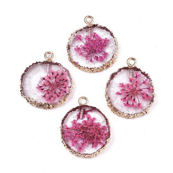PandaHall Transparent Clear Epoxy Resin & Dried Flower Pendants, with Edge Light Gold Plated Iron Loops, Flat Round, Hot Pink...
PandaHall Transparent Clear Epoxy Resin & Dried Flower Pendants, with Edge Light Gold Plated Iron Loops, Flat Round, Hot Pink...