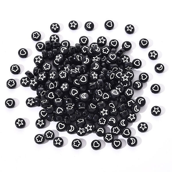PandaHall Opaque Acrylic Beads, Flat Round with White Heart & Flower & Moon & Star, Black, 7x4mm, Hole: 1.6mm, 200pcs/set Acrylic Flat Round...
PandaHall Opaque Acrylic Beads, Flat Round with White Heart & Flower & Moon & Star, Black, 7x4mm, Hole: 1.6mm, 200pcs/set Acrylic Flat Round...