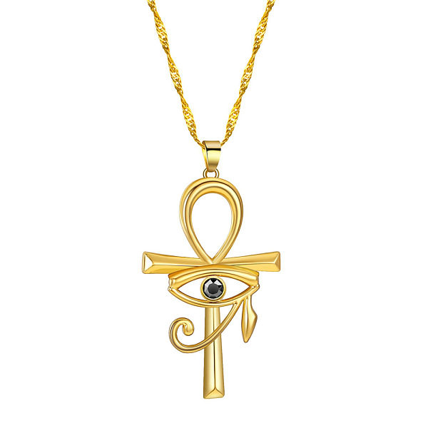 PandaHall Ankh Cross with Eye of Horus Rhinestone Pendant Necklace, Alloy Jewelry for Men Women, Golden, 17.72~18.90 inch(45~48cm)..., Black
PandaHall Ankh Cross with Eye of Horus Rhinestone Pendant Necklace, Alloy Jewelry for Men Women, Golden, 17.72~18.90 inch(45~48cm)..., Black