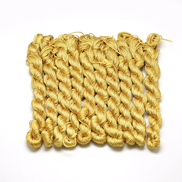 PandaHall Braided Polyester Cords, Dark Goldenrod, 1mm, about 28.43 yards(26m)/bundle, 10 bundles/bag Polyester Gold
PandaHall Braided Polyester Cords, Dark Goldenrod, 1mm, about 28.43 yards(26m)/bundle, 10 bundles/bag Polyester Gold