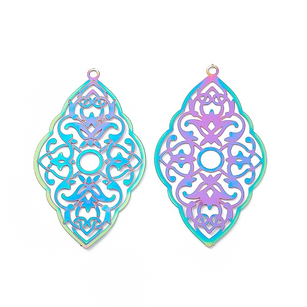 PandaHall 304 Stainless Steel Pendants, Etched Metal Embellishments, Rhombus with Flower Charm, Rainbow Color, 42.5x24x0.3mm, Hole: 1.6mm...
PandaHall 304 Stainless Steel Pendants, Etched Metal Embellishments, Rhombus with Flower Charm, Rainbow Color, 42.5x24x0.3mm, Hole: 1.6mm...
