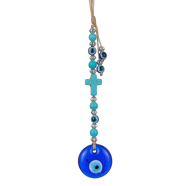 PandaHall Blue Resin Evil Eye Pendant Decorations, Cross Synthetic Turquoise Lucky Eye Ornament with Glass Beads, Flat Round, 215~300mm...
PandaHall Blue Resin Evil Eye Pendant Decorations, Cross Synthetic Turquoise Lucky Eye Ornament with Glass Beads, Flat Round, 215~300mm...