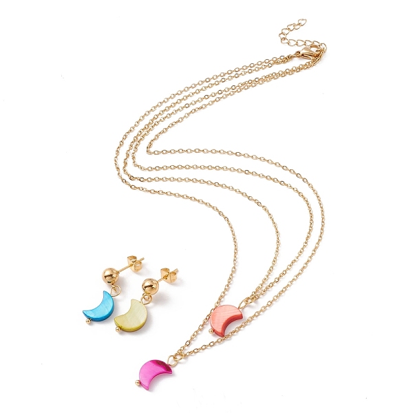 PandaHall Synthetic Shell Moon Pendant Double Layer Necklaces and Dangle Stud Earrings, Gold Plated 304 Stainless Steel Jewelry Sets for...
PandaHall Synthetic Shell Moon Pendant Double Layer Necklaces and Dangle Stud Earrings, Gold Plated 304 Stainless Steel Jewelry Sets for...