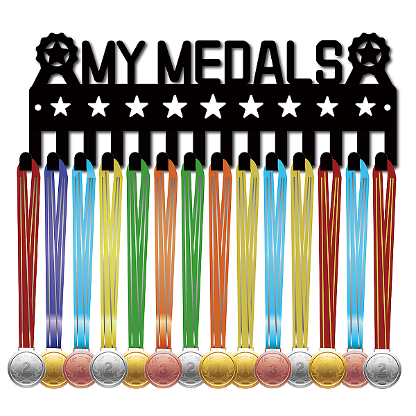 PandaHall Iron Medal Holder Frame, Medals Display Hanger Rack, 14 Hooks, with Screws, Medal Pattern, 104x290mm Iron Medal
PandaHall Iron Medal Holder Frame, Medals Display Hanger Rack, 14 Hooks, with Screws, Medal Pattern, 104x290mm Iron Medal