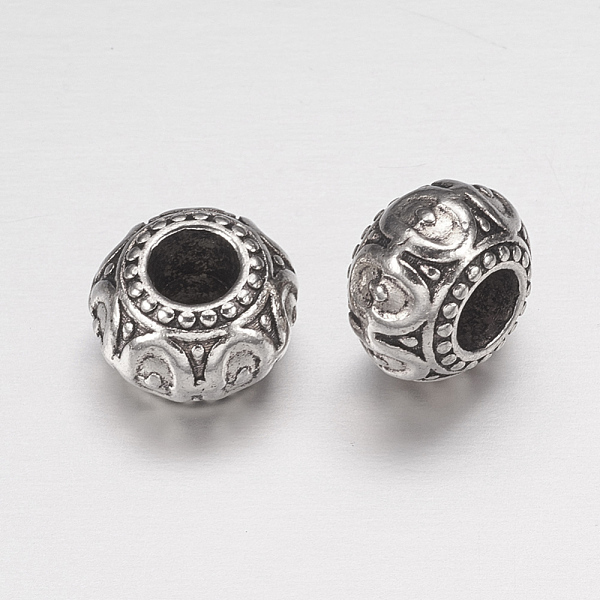 PandaHall Alloy European Beads, Cadmium Free & Nickel Free & Lead Free, Rondelle, Antique Silver, 10x6.5~7mm, Hole: 3mm Alloy Rondelle
PandaHall Alloy European Beads, Cadmium Free & Nickel Free & Lead Free, Rondelle, Antique Silver, 10x6.5~7mm, Hole: 3mm Alloy Rondelle
