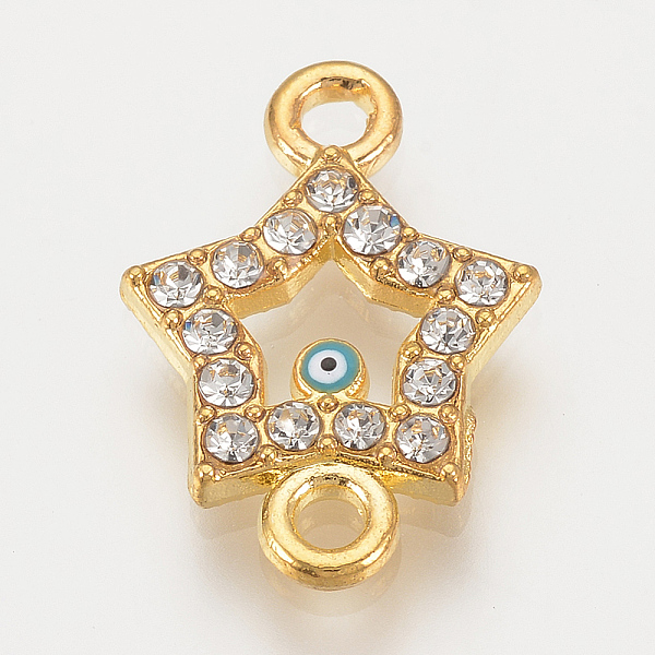 PandaHall Alloy Rhinestone Links connectors, Cadmium Free & Lead Free, Star with Evil Eye, Sky Blue, Golden, 19x13.5x2mm, Hole: 2mm...
PandaHall Alloy Rhinestone Links connectors, Cadmium Free & Lead Free, Star with Evil Eye, Sky Blue, Golden, 19x13.5x2mm, Hole: 2mm...