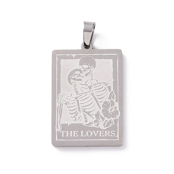 PandaHall 201 Stainless Steel Pendants, Rectangle with Lovers Skull Pattern & Word The Lovers, Stainless Steel Color, 35x23x2mm, Hole: 4x6mm...
PandaHall 201 Stainless Steel Pendants, Rectangle with Lovers Skull Pattern & Word The Lovers, Stainless Steel Color, 35x23x2mm, Hole: 4x6mm...