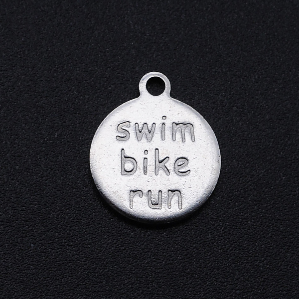 PandaHall 201 Stainless Steel Charms, Flat Round with Word Swim & Bike & Run, Stainless Steel Color, 14x12x1mm, Hole: 1.4mm 201 Stainless...
PandaHall 201 Stainless Steel Charms, Flat Round with Word Swim & Bike & Run, Stainless Steel Color, 14x12x1mm, Hole: 1.4mm 201 Stainless...