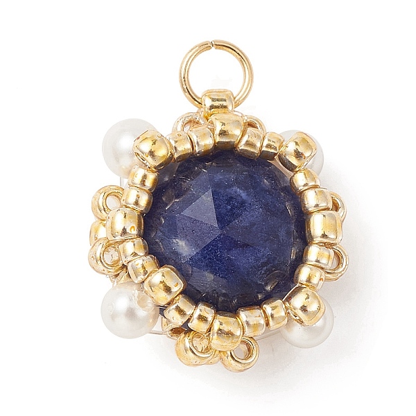 PandaHall Natural Sodalite Pendants, Faceted Flat Round Charms with TOHO Round Seed Beads and Round Shell Pearl Beads Wrapped, Real 18K Gold...
PandaHall Natural Sodalite Pendants, Faceted Flat Round Charms with TOHO Round Seed Beads and Round Shell Pearl Beads Wrapped, Real 18K Gold...