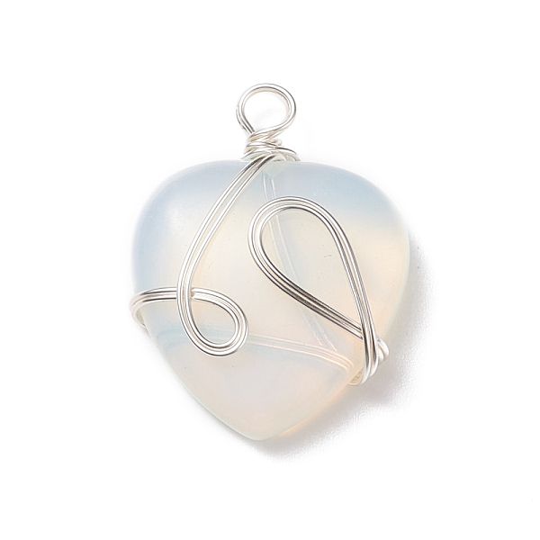 PandaHall Opalite Pendants, with Silver Tone Copper Wire Wrapped, Heart, 39~41x30~30.5x8.5~9.5mm, Hole: 4~4.2mm Opalite Heart
PandaHall Opalite Pendants, with Silver Tone Copper Wire Wrapped, Heart, 39~41x30~30.5x8.5~9.5mm, Hole: 4~4.2mm Opalite Heart