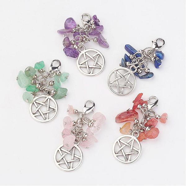 PandaHall Natural Mixed Stone Chips Pendants, with Flat Round with Pentagram Pendants and Brass Lobster Claw Clasps, 46x17x8mm Mixed Stone...
PandaHall Natural Mixed Stone Chips Pendants, with Flat Round with Pentagram Pendants and Brass Lobster Claw Clasps, 46x17x8mm Mixed Stone...