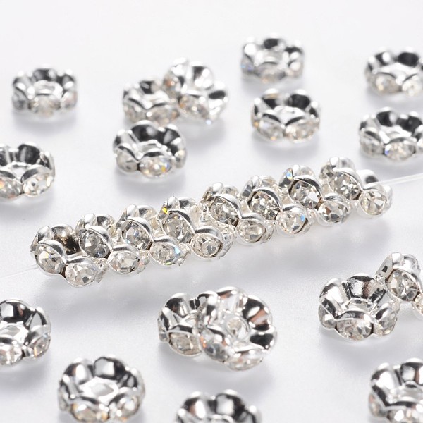 PandaHall Middle East Rhinestone Spacer Beads, Clear, Brass, Silver Color Plated, Nickel Free, Size: about 7mm in diameter, 3.2mm thick...
PandaHall Middle East Rhinestone Spacer Beads, Clear, Brass, Silver Color Plated, Nickel Free, Size: about 7mm in diameter, 3.2mm thick...