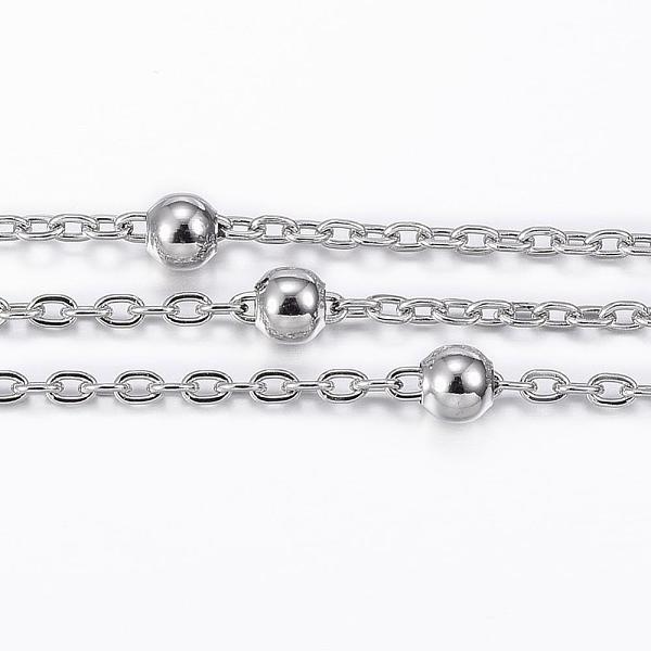 PandaHall 304 Stainless Steel Cable Chains, Satellite Chains, with Steel Round Beads, Soldered, with Spool, Flat Oval, Stainless Steel Color...
PandaHall 304 Stainless Steel Cable Chains, Satellite Chains, with Steel Round Beads, Soldered, with Spool, Flat Oval, Stainless Steel Color...