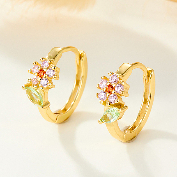 PandaHall Flower 925 Sterling Silver Micro Pave Colorful Cubic Zirconia Hoop Earrings, Golden, 5mm Sterling Silver
PandaHall Flower 925 Sterling Silver Micro Pave Colorful Cubic Zirconia Hoop Earrings, Golden, 5mm Sterling Silver