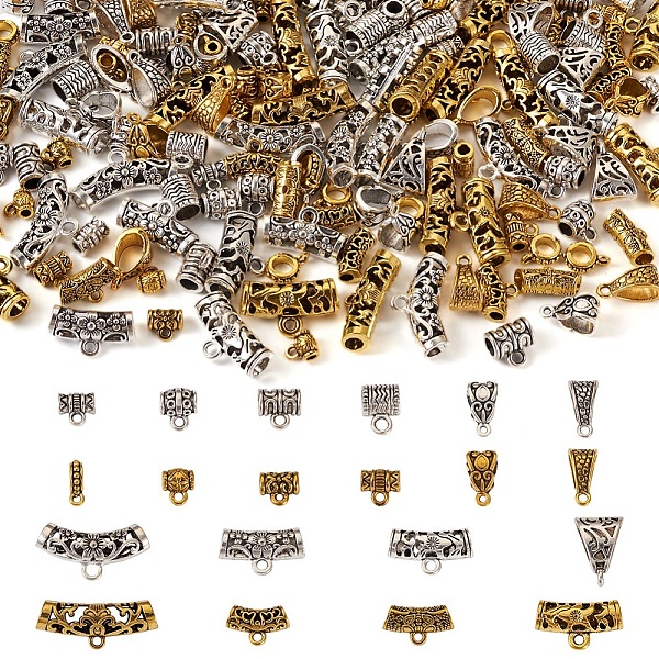 PandaHall 200Pcs 20 Style Tibetan Style Alloy Loop Bails, Bail Beads, Hollow Curved Tube & Column & Triangle & Heart & Barrel, Antique...
PandaHall 200Pcs 20 Style Tibetan Style Alloy Loop Bails, Bail Beads, Hollow Curved Tube & Column & Triangle & Heart & Barrel, Antique...