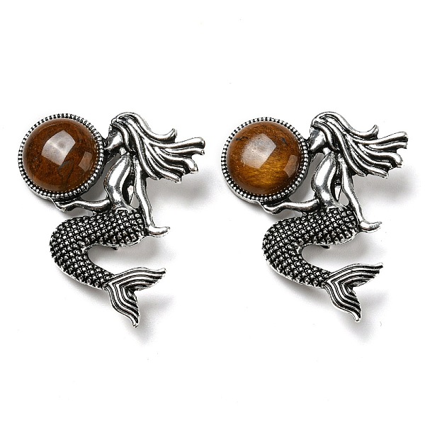 PandaHall Dual-use Items Alloy Mermaid Brooch, with Natural Tiger Eye, Antique Silver, 42x37x12mm, Hole: 8x3mm Tiger Eye Mermaid
PandaHall Dual-use Items Alloy Mermaid Brooch, with Natural Tiger Eye, Antique Silver, 42x37x12mm, Hole: 8x3mm Tiger Eye Mermaid