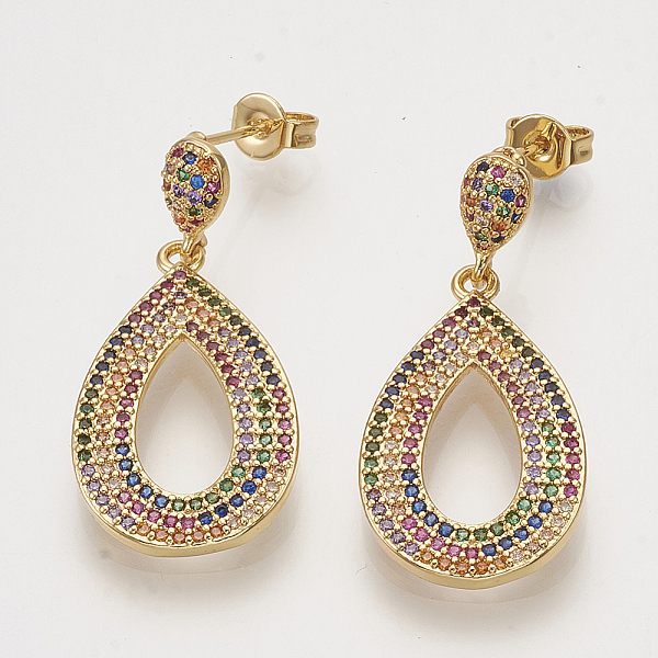 PandaHall Brass Cubic Zirconia Stud Earrings, Dangle Earrings, with Ear Nuts, Teardrop, Colorful, Golden, 33mm, Pin: 1mm Cubic Zirconia
PandaHall Brass Cubic Zirconia Stud Earrings, Dangle Earrings, with Ear Nuts, Teardrop, Colorful, Golden, 33mm, Pin: 1mm Cubic Zirconia