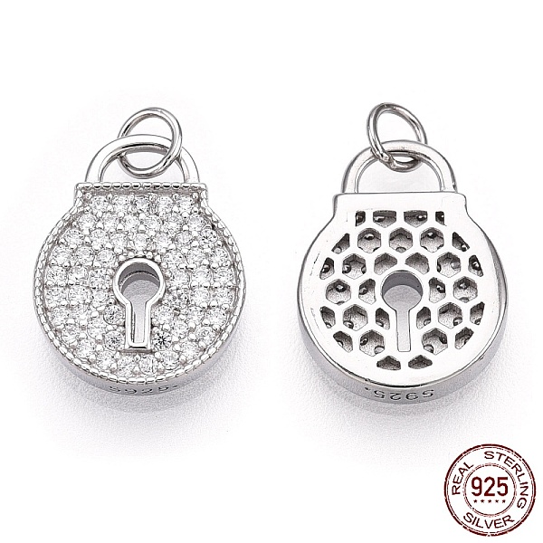 PandaHall Rhodium Plated 925 Sterling Silver Micro Pave Cubic Zirconia Charms, with Jump Ring, Padlock, Nickel Free, Real Platinum Plated..., Clear
PandaHall Rhodium Plated 925 Sterling Silver Micro Pave Cubic Zirconia Charms, with Jump Ring, Padlock, Nickel Free, Real Platinum Plated..., Clear