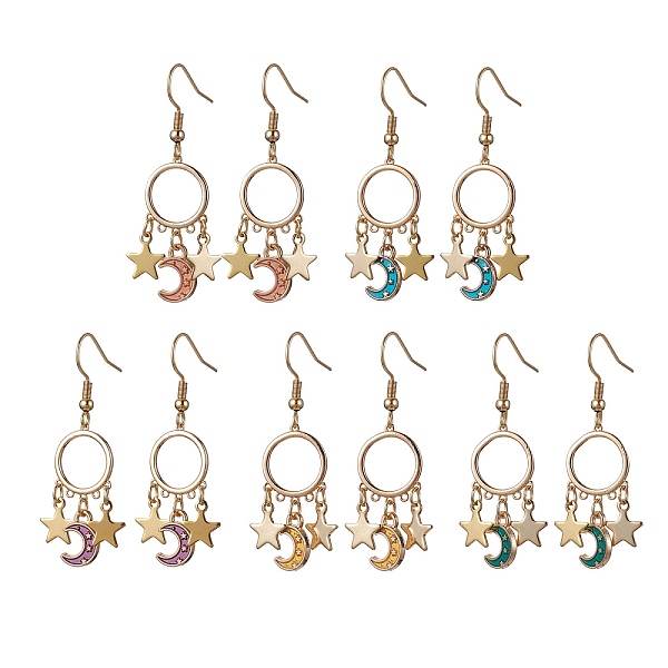 PandaHall Moon and Star Alloy Enamel Chandelier Earrings, Mixed Color, 45x13mm Alloy Moon Multicolor
PandaHall Moon and Star Alloy Enamel Chandelier Earrings, Mixed Color, 45x13mm Alloy Moon Multicolor