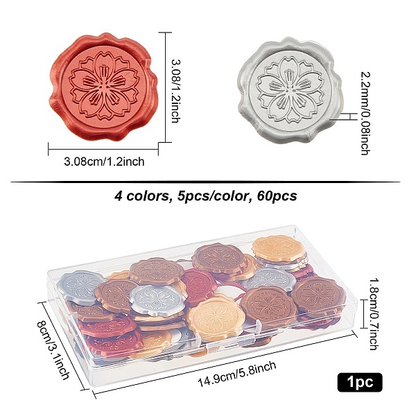 PandaHall CRASPIRE 1 Box 60PCS Self-adhesive Wax Seal Stickers Cherry Blossom Sealing Wax Stamps 4 Colours for Sealing Envelope Cards Gift..., Multicolor
PandaHall CRASPIRE 1 Box 60PCS Self-adhesive Wax Seal Stickers Cherry Blossom Sealing Wax Stamps 4 Colours for Sealing Envelope Cards Gift..., Multicolor