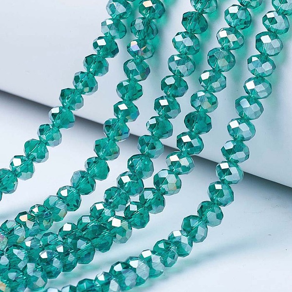 PandaHall Electroplate Glass Beads Strands, AB Color Plated, Faceted, Rondelle, Dark Cyan, 2.5x2mm, Hole: 0.4mm, about 150~155pcs/strand...
PandaHall Electroplate Glass Beads Strands, AB Color Plated, Faceted, Rondelle, Dark Cyan, 2.5x2mm, Hole: 0.4mm, about 150~155pcs/strand...