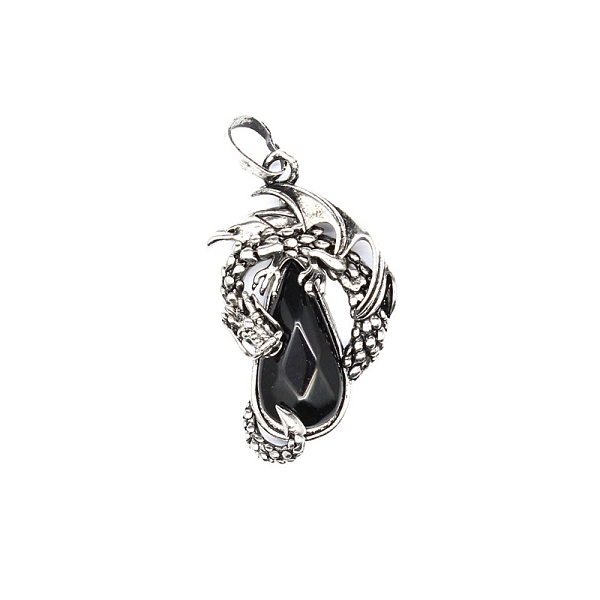 PandaHall Natural Obsidian Brass Pendants, Flying Dragon Charms with Faceted Teardrop Gems, Antique Silver, 38x22x6mm Obsidian Dragon
PandaHall Natural Obsidian Brass Pendants, Flying Dragon Charms with Faceted Teardrop Gems, Antique Silver, 38x22x6mm Obsidian Dragon