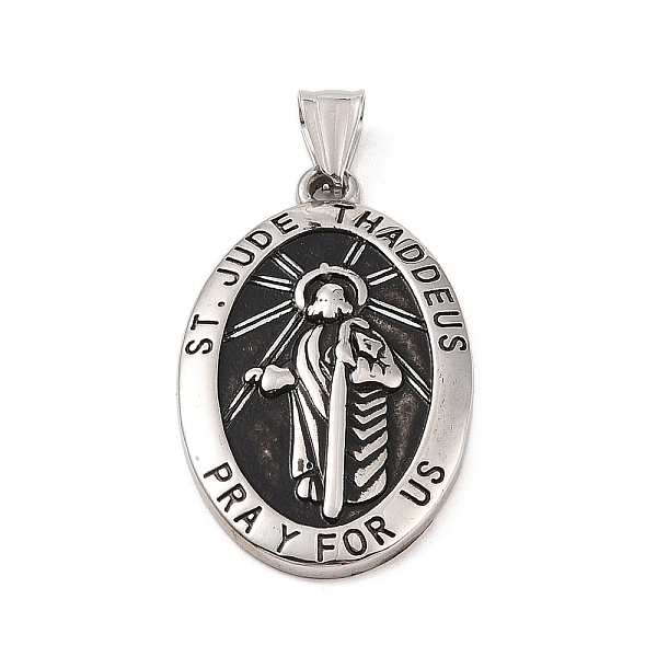 PandaHall 304 Stainless Steel Pendants, Oval with Saint Jude Charm, Antique Silver, 45x27x4mm, Hole: 4x7mm 304 Stainless Steel Oval
PandaHall 304 Stainless Steel Pendants, Oval with Saint Jude Charm, Antique Silver, 45x27x4mm, Hole: 4x7mm 304 Stainless Steel Oval