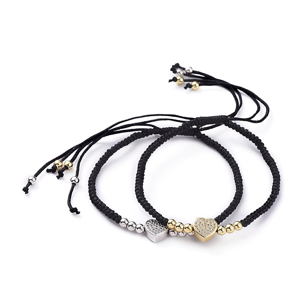 PandaHall Heart Adjustable Brass Nylon Thread Braided Bracelets, with Micro Pave Cubic Zirconia, clear, Platinum & Golden, 2-1/8 inch...
PandaHall Heart Adjustable Brass Nylon Thread Braided Bracelets, with Micro Pave Cubic Zirconia, clear, Platinum & Golden, 2-1/8 inch...