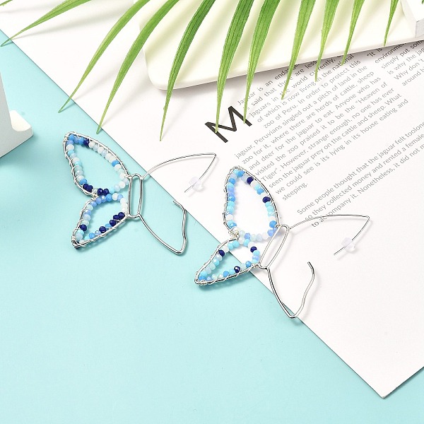 PandaHall Butterfly Glass Beads Dangle Earrings for Girl Women, Brass Wire Wrapped Earrings, Platinum, Cornflower Blue, 72x78x3mm, Pin...
PandaHall Butterfly Glass Beads Dangle Earrings for Girl Women, Brass Wire Wrapped Earrings, Platinum, Cornflower Blue, 72x78x3mm, Pin...