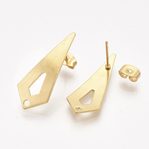 PandaHall 201 Stainless Steel Stud Earring Findings, with Ear Nuts and 304 Stainless Steel Pins, Cone, Golden, 28x11mm, Hole: 1.6mm, Pin...
PandaHall 201 Stainless Steel Stud Earring Findings, with Ear Nuts and 304 Stainless Steel Pins, Cone, Golden, 28x11mm, Hole: 1.6mm, Pin...