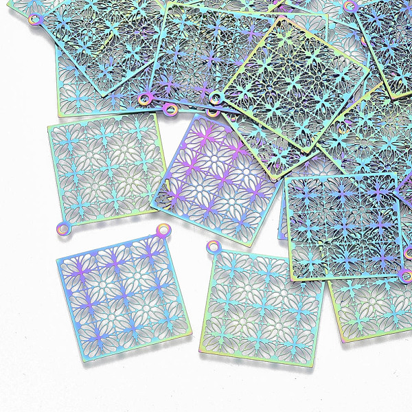 PandaHall Ion Plating(IP) 201 Stainless Steel Filigree Pendants, Etched Metal Embellishments, Rhombus, Rainbow Color, 38x36x0.3mm, Hole...
PandaHall Ion Plating(IP) 201 Stainless Steel Filigree Pendants, Etched Metal Embellishments, Rhombus, Rainbow Color, 38x36x0.3mm, Hole...