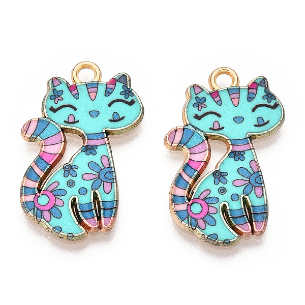 PandaHall Printed Alloy Pendants, Lead Free & Cadmium Free & Nickel Free, Cat Charm, Golden, Cyan, 26x17x2mm, Hole: 2mm Alloy Cat Shape Cyan
PandaHall Printed Alloy Pendants, Lead Free & Cadmium Free & Nickel Free, Cat Charm, Golden, Cyan, 26x17x2mm, Hole: 2mm Alloy Cat Shape Cyan