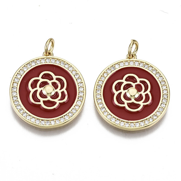 PandaHall Brass Micro Pave Cubic Zirconia Pendants, with Enamel and Jump Ring, Nickel Free, Flat Round with Flower, Real 16K Gold Plated...
PandaHall Brass Micro Pave Cubic Zirconia Pendants, with Enamel and Jump Ring, Nickel Free, Flat Round with Flower, Real 16K Gold Plated...