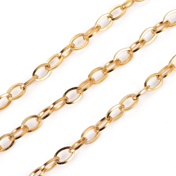 PandaHall 304 Stainless Steel Cable Chains, Unwelded, with Spool, Flat Oval, Golden, 6.5x4x1mm, about 32.8 Feet(10m)/roll 304 Stainless...
PandaHall 304 Stainless Steel Cable Chains, Unwelded, with Spool, Flat Oval, Golden, 6.5x4x1mm, about 32.8 Feet(10m)/roll 304 Stainless...
