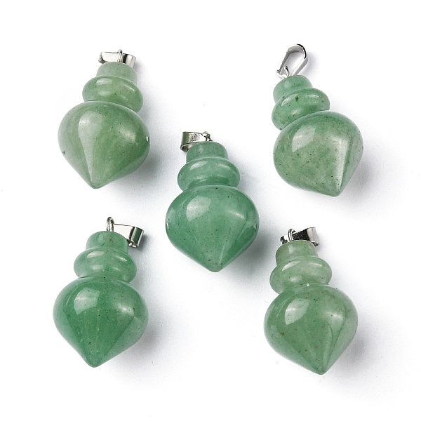 PandaHall Natural Green Aventurine Pendants, Pointed Bottle Charms, with Platinum Plated Iron Snap on Bails, 32.5~35x16~17mm, Hole: 3x5.5mm...
PandaHall Natural Green Aventurine Pendants, Pointed Bottle Charms, with Platinum Plated Iron Snap on Bails, 32.5~35x16~17mm, Hole: 3x5.5mm...