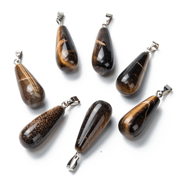 PandaHall Natural Tiger Eye Pendants, with Platinum Brass Findings, Teardrop, 26.5~29x10mm, Hole: 2.5~3.5x4~6mm Tiger Eye Teardrop
PandaHall Natural Tiger Eye Pendants, with Platinum Brass Findings, Teardrop, 26.5~29x10mm, Hole: 2.5~3.5x4~6mm Tiger Eye Teardrop