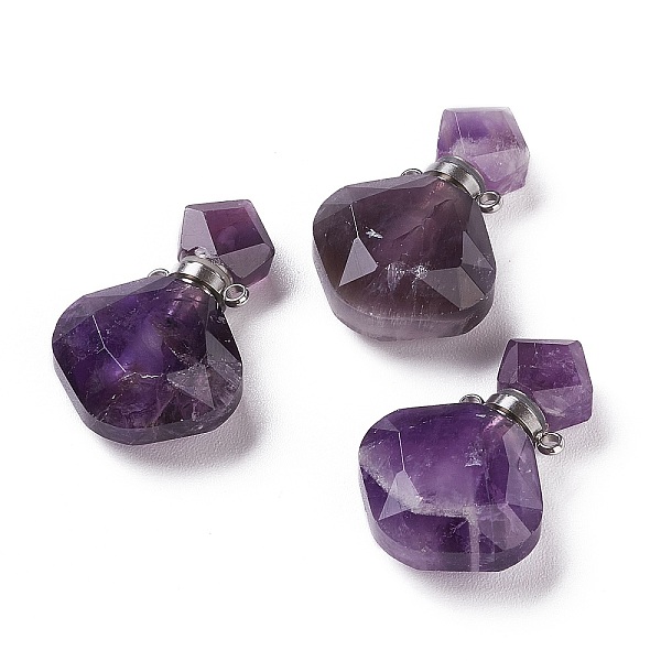 PandaHall Rhombus Natural Amethyst Perfume Bottle Pendants, with 304 Stainless Steel Findings, Faceted, Stainless Steel Color...
PandaHall Rhombus Natural Amethyst Perfume Bottle Pendants, with 304 Stainless Steel Findings, Faceted, Stainless Steel Color...