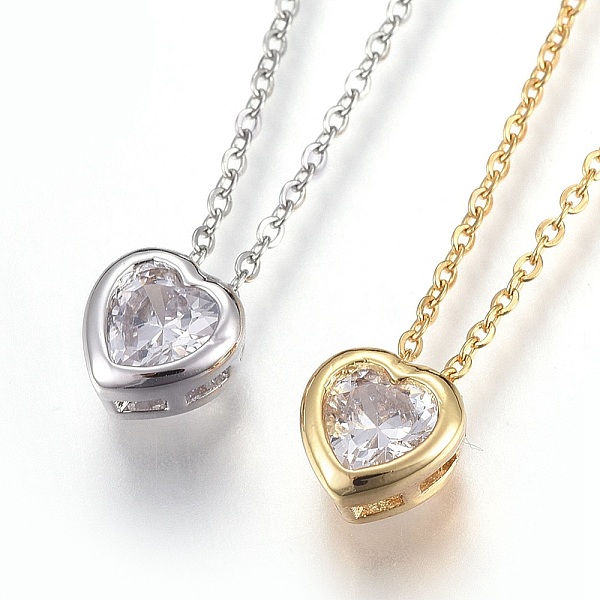 PandaHall 304 Stainless Steel Pendant Necklaces, with Brass Cubic Zirconia Pendant, Heart, Clear, Mixed Color, 17.6 inch(45cm), Pendant...
PandaHall 304 Stainless Steel Pendant Necklaces, with Brass Cubic Zirconia Pendant, Heart, Clear, Mixed Color, 17.6 inch(45cm), Pendant...