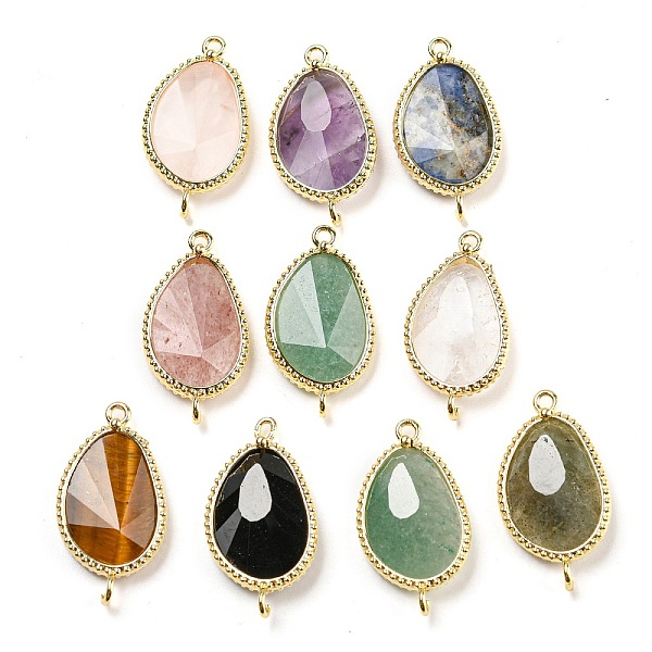 PandaHall Natural Mixed Stone Faceted Teardrop Connector Charms, Rack Plating Golden Plated Brass Links, 27x14~15x4.5mm, Hole: 1.5mm Mixed...
PandaHall Natural Mixed Stone Faceted Teardrop Connector Charms, Rack Plating Golden Plated Brass Links, 27x14~15x4.5mm, Hole: 1.5mm Mixed...
