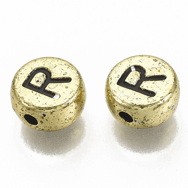 PandaHall Plating Acrylic Beads, Horizontal Hole, Flat Round with Letter, Golden Plated, Black, Letter.R, 7x4mm, Hole: 1.2mm, about...
PandaHall Plating Acrylic Beads, Horizontal Hole, Flat Round with Letter, Golden Plated, Black, Letter.R, 7x4mm, Hole: 1.2mm, about...