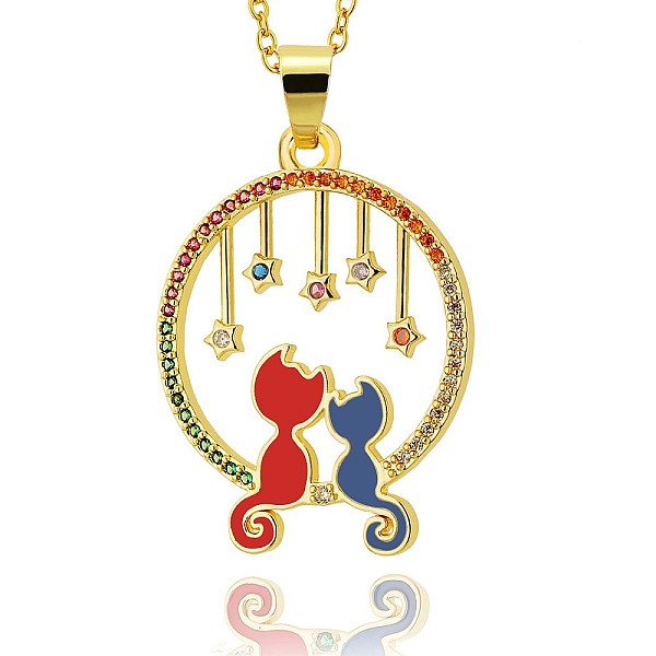 PandaHall Full Moon with Double Cat and Star Pendant Necklace, Jewelry Mother’s Day Gift for Women, Golden, Golden, 16.34 inch(41.5cm) Brass
PandaHall Full Moon with Double Cat and Star Pendant Necklace, Jewelry Mother’s Day Gift for Women, Golden, Golden, 16.34 inch(41.5cm) Brass