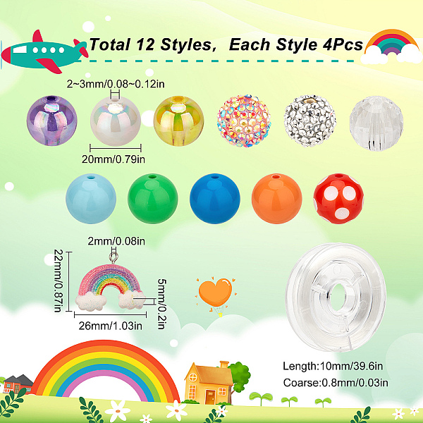 PandaHall SUNNYCLUE 48Pcs Bubblegum Beads Rainbow Beads Resin Rhinestone Acrylic Chunky Bead Rainbow Charms Round Colorful Beaded Loose..., Multicolor
PandaHall SUNNYCLUE 48Pcs Bubblegum Beads Rainbow Beads Resin Rhinestone Acrylic Chunky Bead Rainbow Charms Round Colorful Beaded Loose..., Multicolor