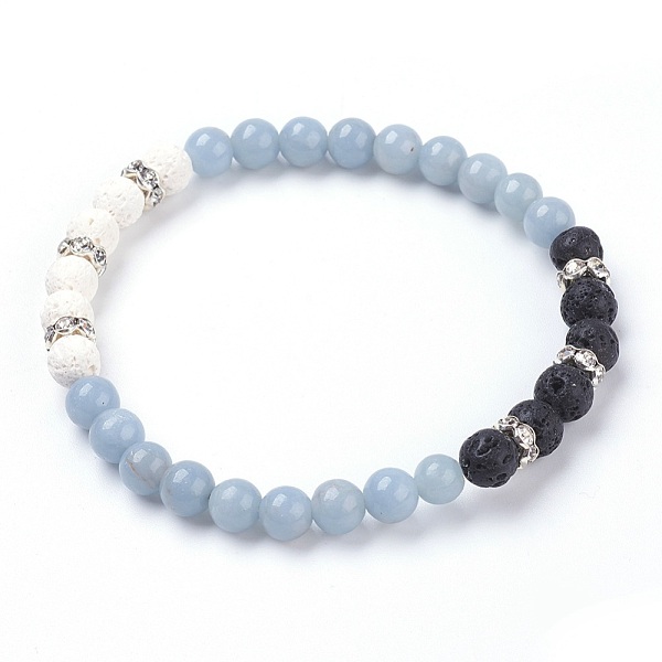 PandaHall Natural Ang Stretch Bracelets, with Dyed Natural Lava Rock(Dyed) Beads and Rhinestone Spacer Beads, 2-1/8 inch(5.5cm) Angelite..., Blue
PandaHall Natural Ang Stretch Bracelets, with Dyed Natural Lava Rock(Dyed) Beads and Rhinestone Spacer Beads, 2-1/8 inch(5.5cm) Angelite..., Blue