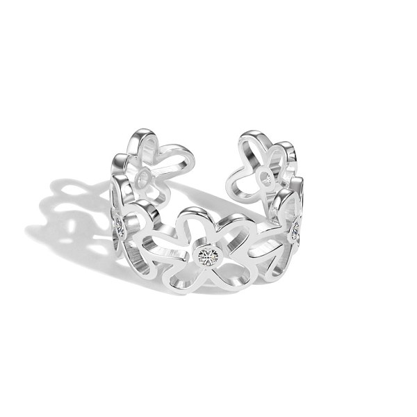 PandaHall S925 Sterling Silver Open Cuff Ring for Woman, Flower Shape, Silver, 10mm, US Size 5 3/4(16.3mm) Sterling Silver Flower
PandaHall S925 Sterling Silver Open Cuff Ring for Woman, Flower Shape, Silver, 10mm, US Size 5 3/4(16.3mm) Sterling Silver Flower