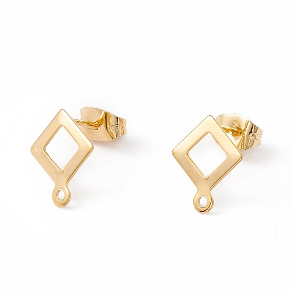 PandaHall 201 Stainless Steel Stud Earring Findings, with 304 Stainless Steel Pins, Horizontal Loops and Ear Nuts, Rhombus, Real 24K Gold...
PandaHall 201 Stainless Steel Stud Earring Findings, with 304 Stainless Steel Pins, Horizontal Loops and Ear Nuts, Rhombus, Real 24K Gold...
