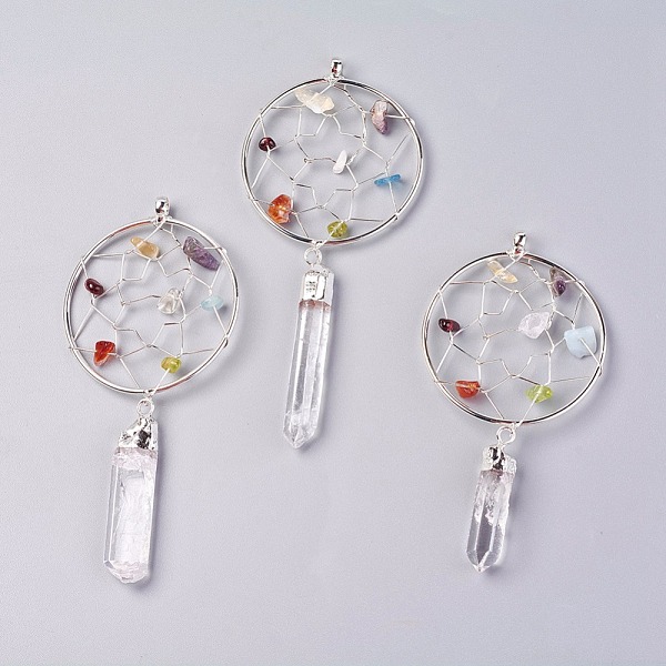 PandaHall Chakra Jewelry, Natural & Synthetic Mixed Stone Pendants, with Brass Findings, Woven Net/Web with Feather, Silver Color Plated...
PandaHall Chakra Jewelry, Natural & Synthetic Mixed Stone Pendants, with Brass Findings, Woven Net/Web with Feather, Silver Color Plated...