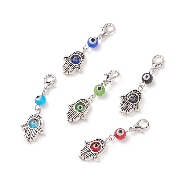 PandaHall Handmade Evil Eye Lampwork Round Pendant Decorations, with Hamsa Hand Alloy Bead and Lobster Claw Clasps, for Keychain, Purse..., Multicolor
PandaHall Handmade Evil Eye Lampwork Round Pendant Decorations, with Hamsa Hand Alloy Bead and Lobster Claw Clasps, for Keychain, Purse..., Multicolor